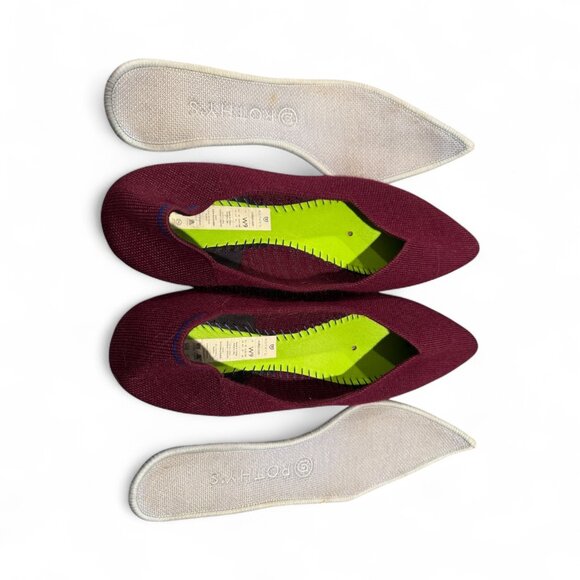 Rothys Size 9 The Point Merino Wool Aubergine Purple Retired Knit Flats Shoes - Picture 6 of 6
